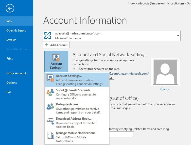 Add Another Mailbox in Outlook 2016